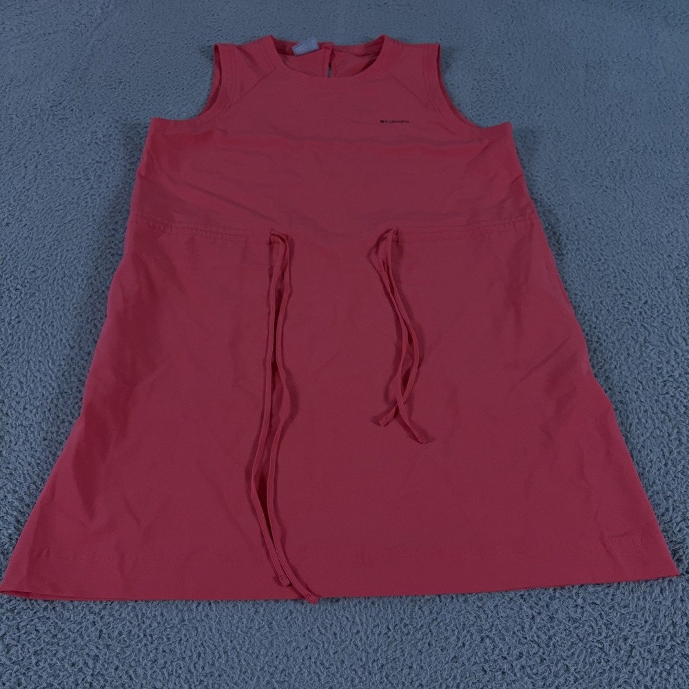 Columbia Bogota Bay Dress Womens Large Pink Tie Waist Sleeveless Knee Tank UPF